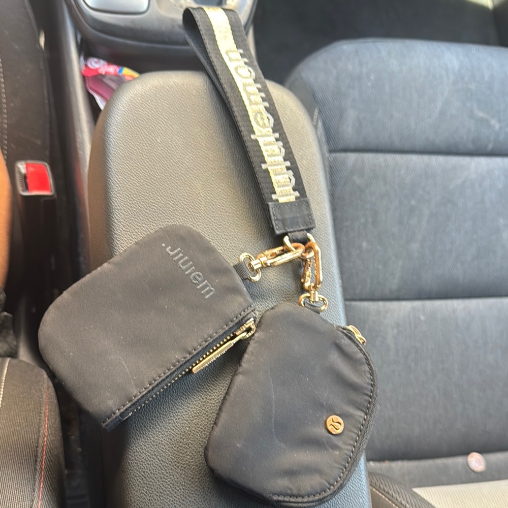 Lululemon Black Pouch with Gold Logo Strap